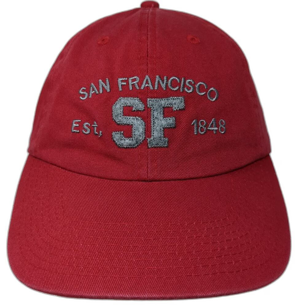 Baseball Cap Red One Size San Francisco SF Est 1848 Hat Slideback Embroidered